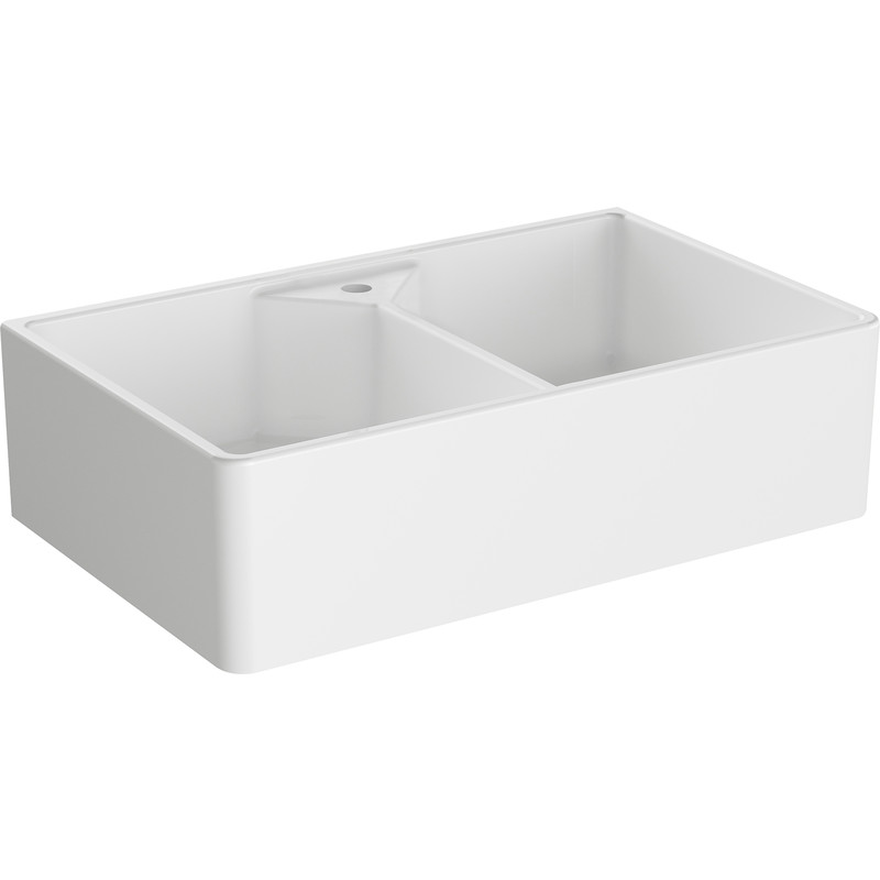 Reginox Traditional Belfast Ceramic Kitchen Sink Double Bowl White