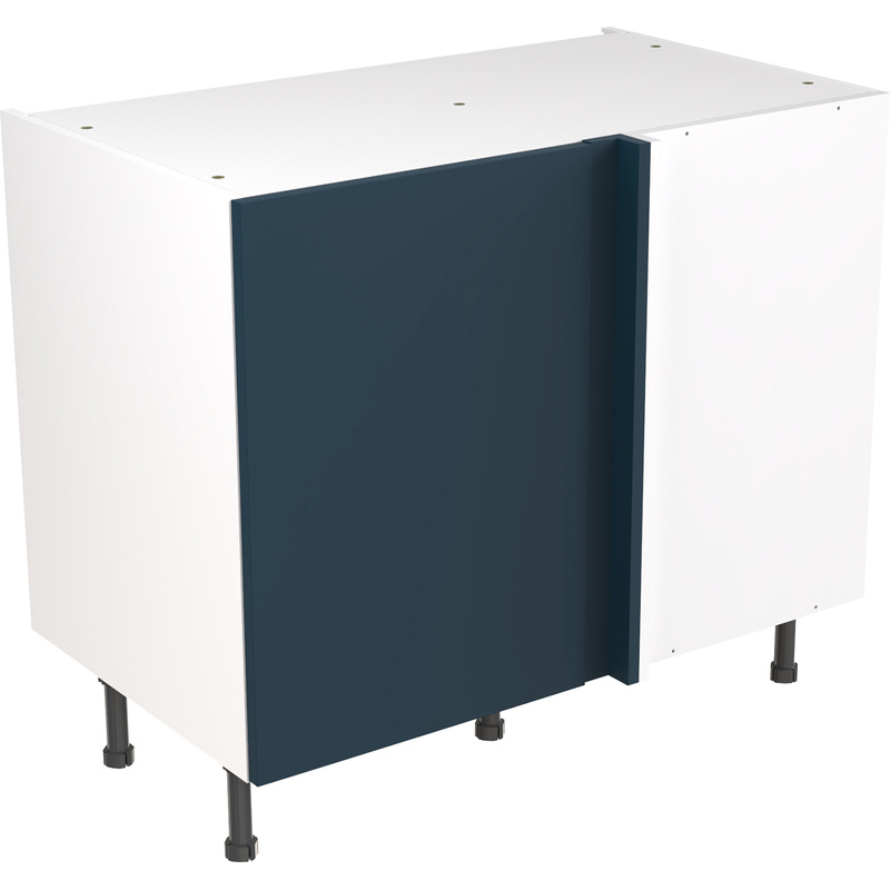 Kitchen Kit Flatpack Slab Kitchen Cabinet Base Blind Corner Unit Ultra Matt Indigo Blue 1000mm