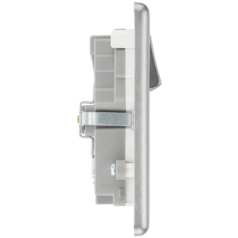 BG Brushed Steel 13A White Insert Switched Socket + A & C Type USB 2 Gang + 2 USB (4.2A)
