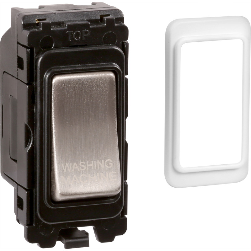 Wessex Brushed Stainless Steel Grid Switch 20A DP Washing Machine