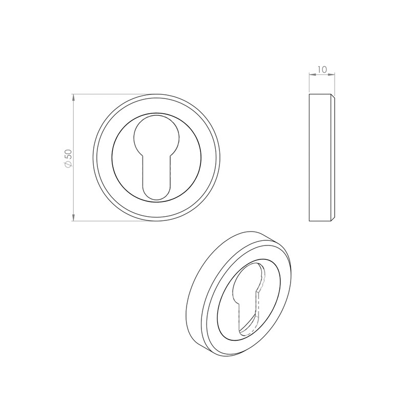 Serozzetta Escutcheon - Euro Profile Antique Brass