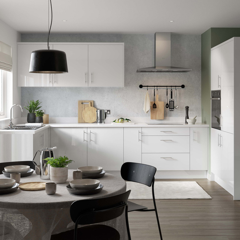 Kitchen Kit Ready Made Slab Kitchen Cabinet Base 3 Drawer Unit Super Gloss White 500mm