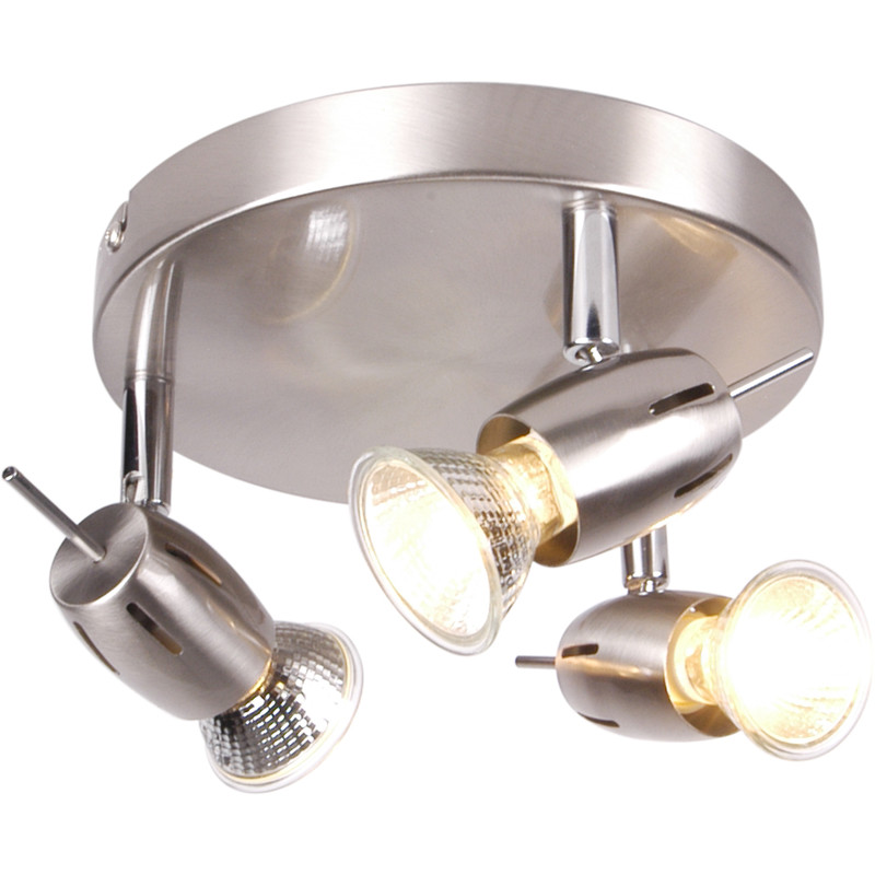 Pluto Satin Nickel GU10 3 Plate Spotlight