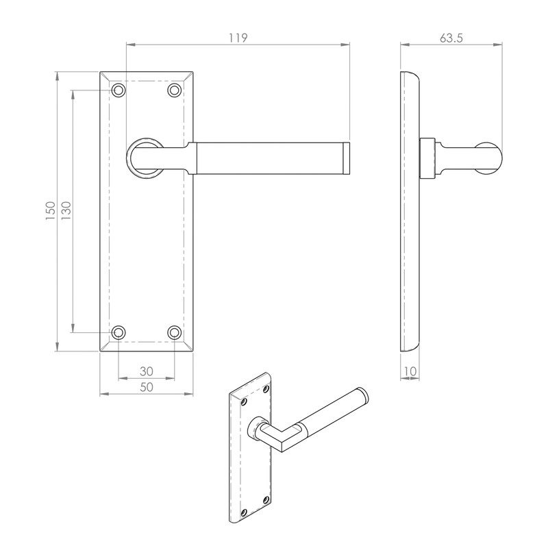 Serozzetta Sessanta Door Handles Latch Polished / Satin Nickel