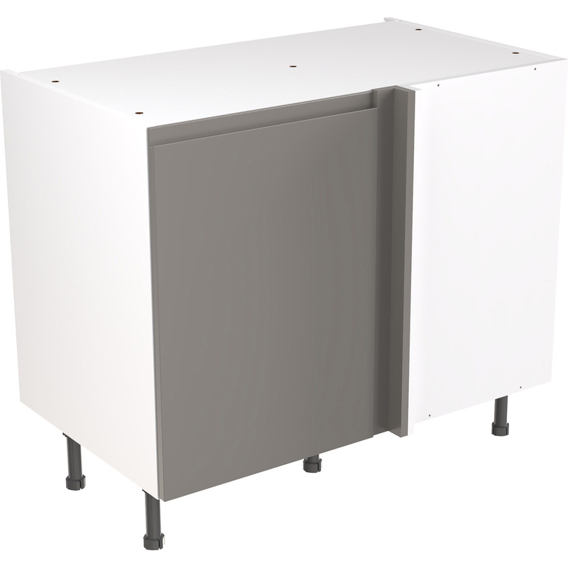 Kitchen Kit Flatpack J-Pull Kitchen Cabinet Base Blind Corner Unit Super Gloss Dust Grey 1000mm