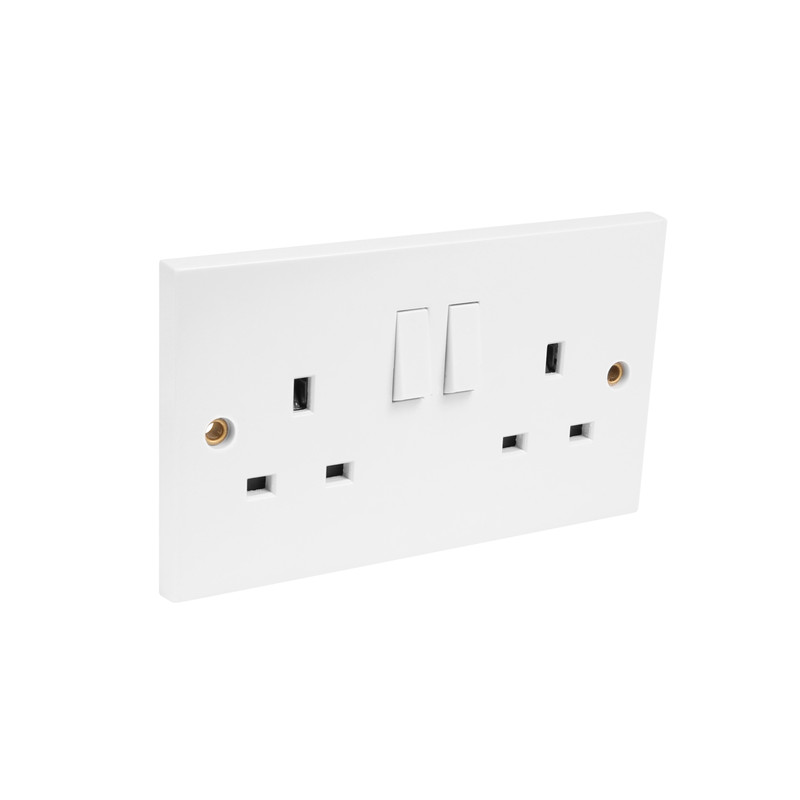 Axiom Switched Socket 2 Gang Single Pole