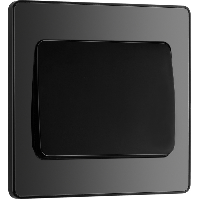 BG Evolve Black Chrome (Black Ins) Single Light Switch, 20A 16Ax, 2 Way, Wide Rocker