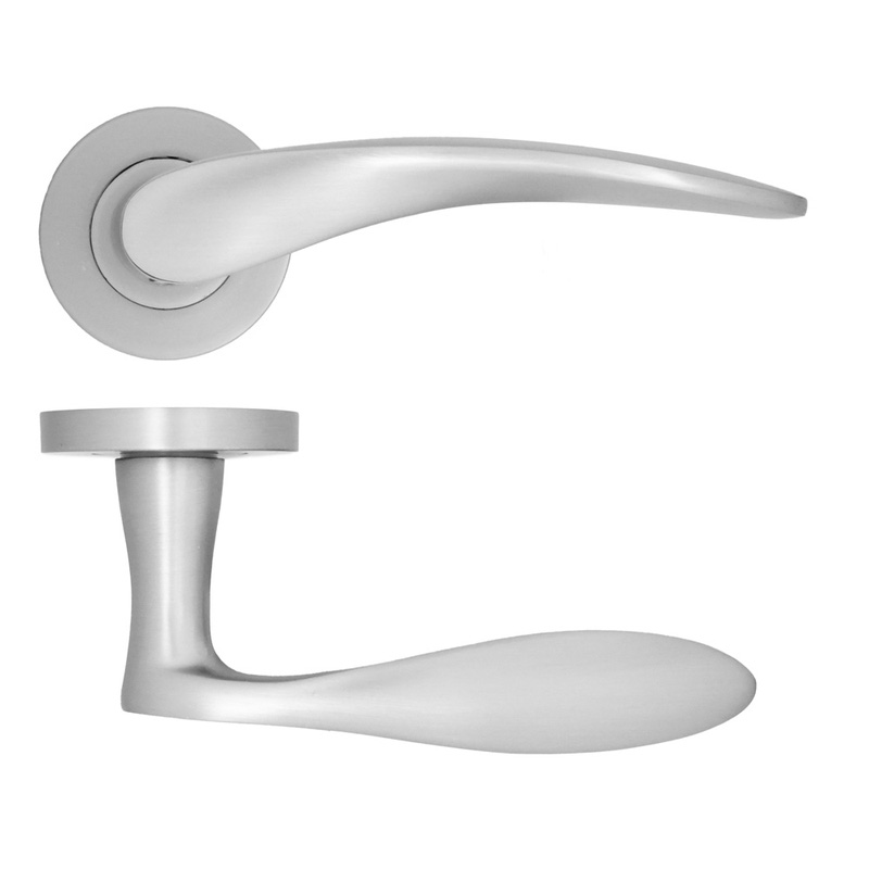 Stanza Merida Lever on Rose Door Handles Satin Chrome
