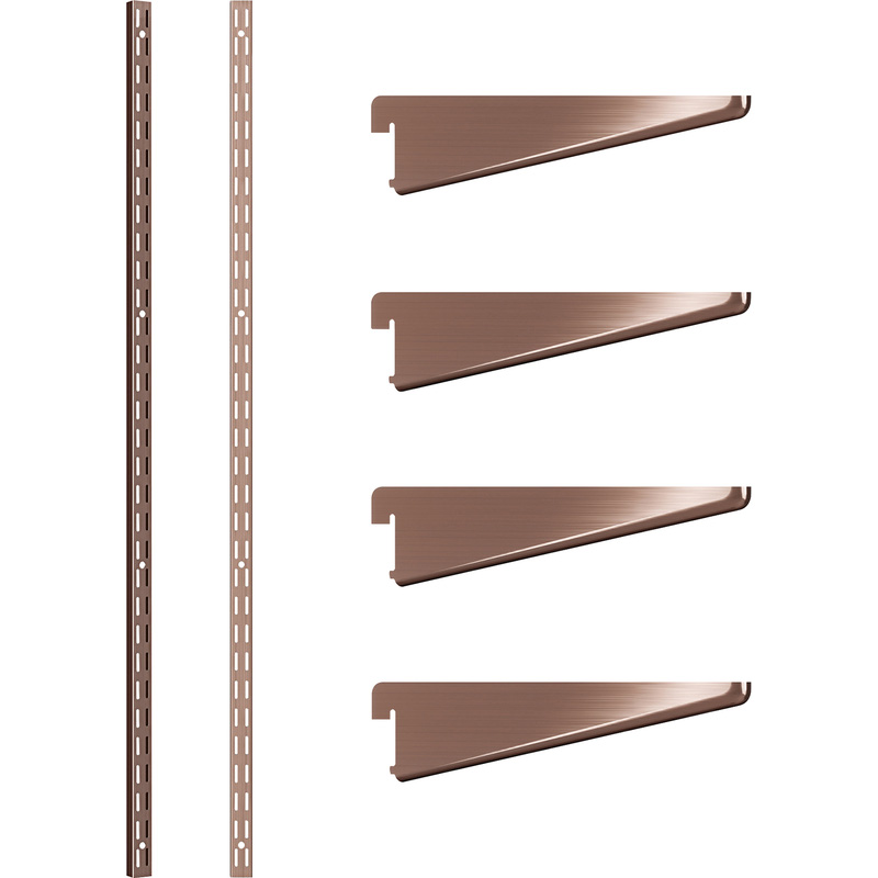 Rothley Antique Copper Twin Slot Shelving Kit 1600mm Uprights (x2) & 120mm Brackets (x4)
