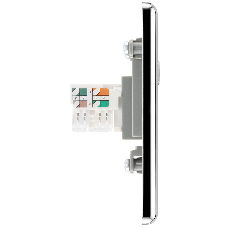 BG Polished Chrome Telephone Socket RJ45