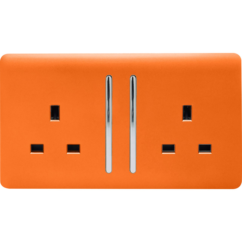 Trendiswitch Orange 2 Gang 13 Amp Switched Socket 2 Gang