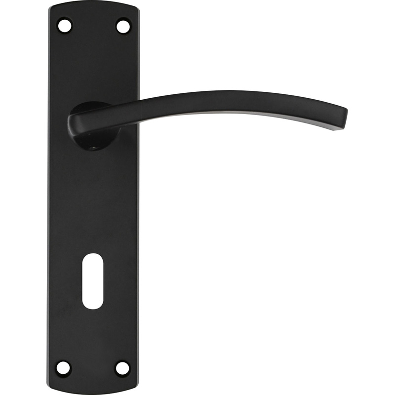 Stanza Toledo Door Handles Matt Black Lock