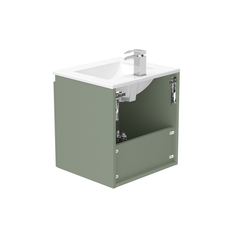 Newland Double Door Wall Hung Vanity Unit With Basin Sage Green 500mm