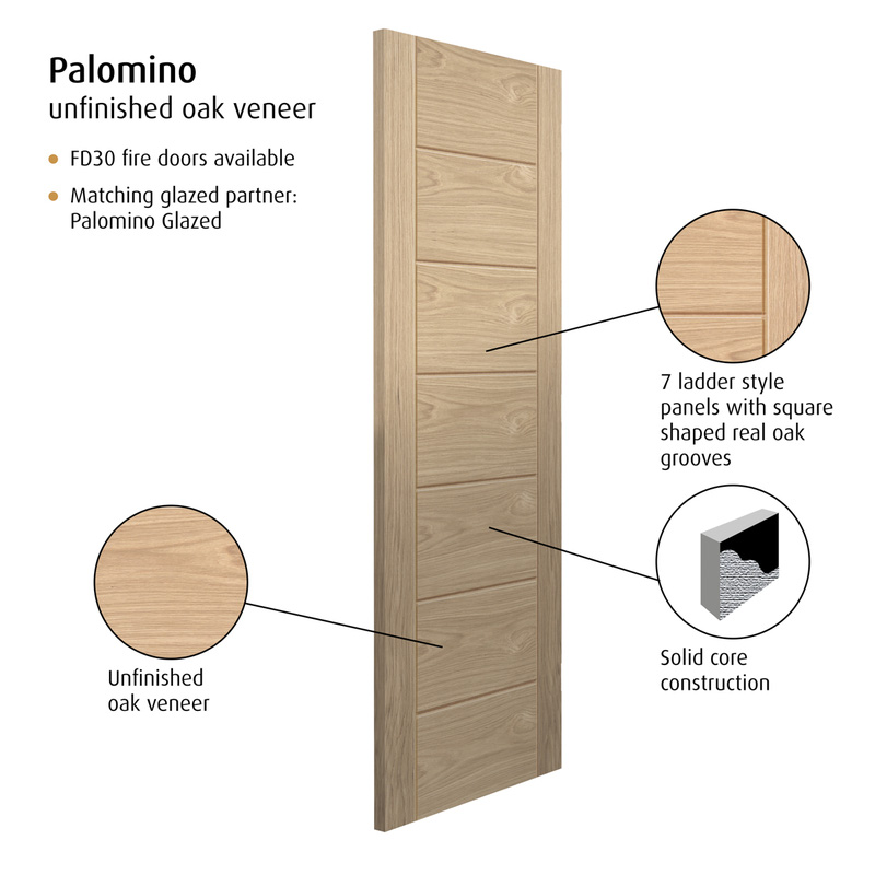 Palomino Oak Internal Door Unfinished 35 x 1981 x 762mm