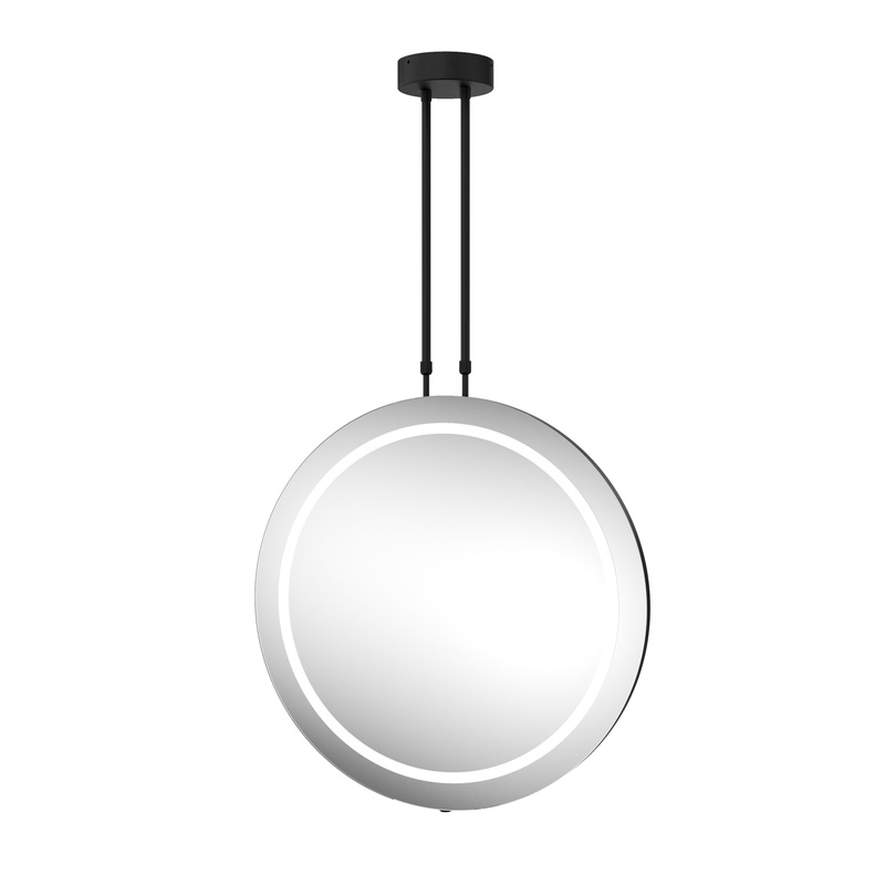 Sensio Ivy Round Hanging LED Bathroom Mirror CCT Black 600mm