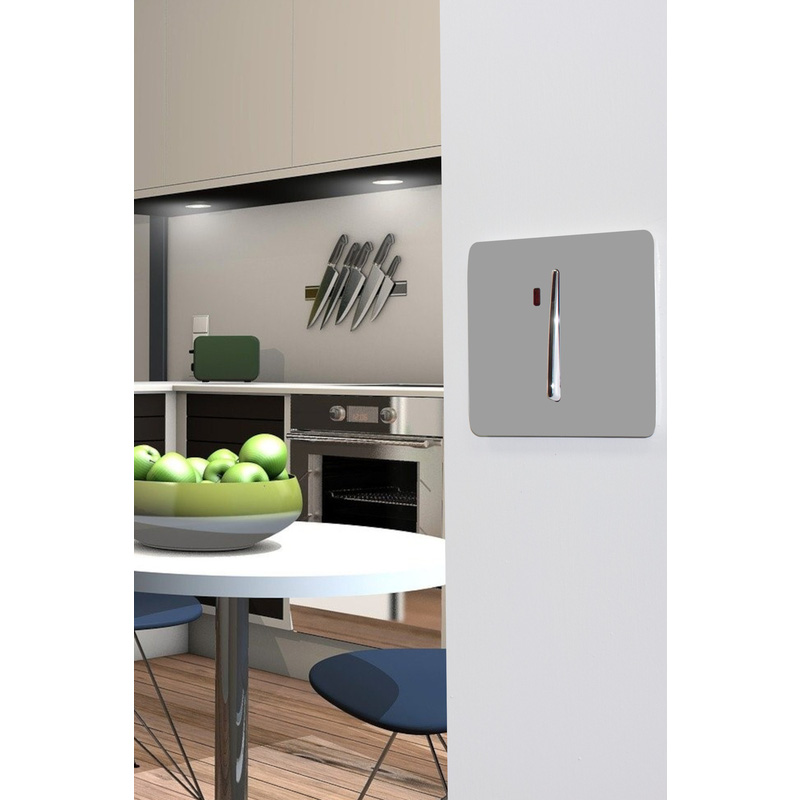 Trendiswitch Light Grey 45 Amp Switch with Neon 1 Gang