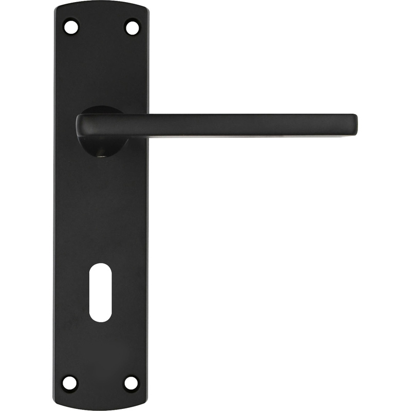 Stanza Leon Door Handles Matt Black Lock