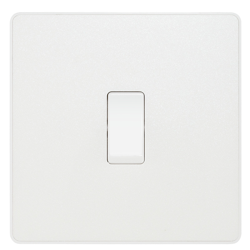 BG Evolve Pearlescent White (White Ins) Single Light Switch, 20A 16Ax, 2 Way