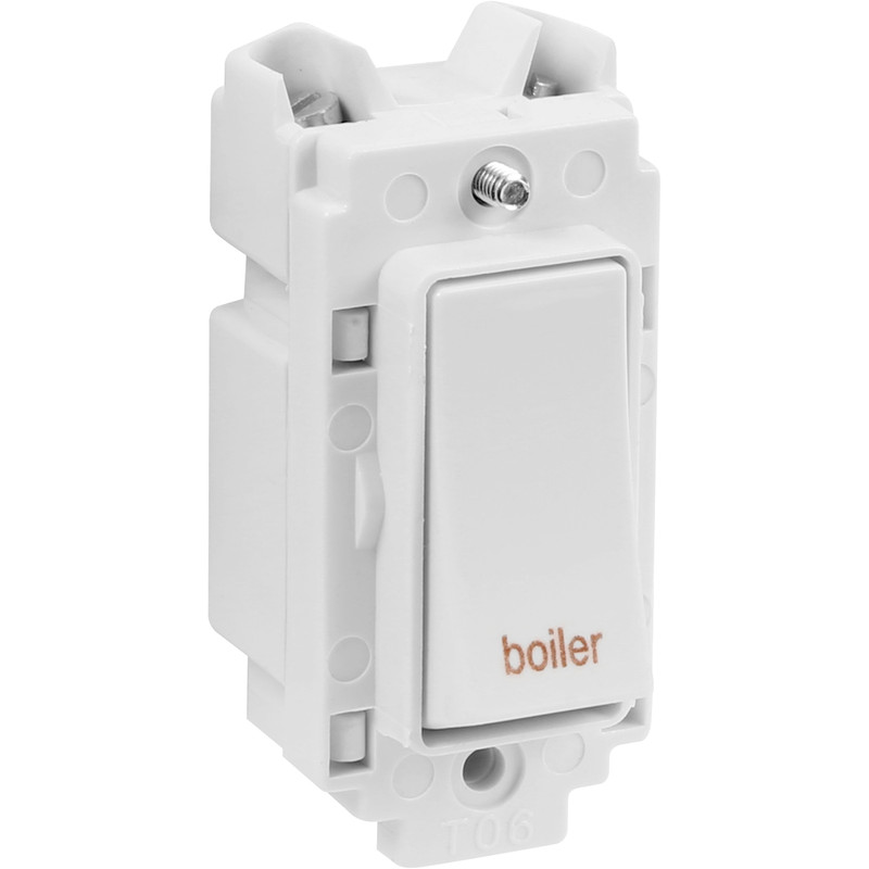Crabtree Rockergrid 20A 1 Way DP Engraved Rockergrid Switch Module Boiler