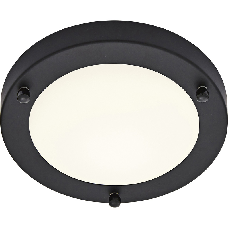 Delphi Flush Bathroom Ceiling Light IP44 1 x 28w Max E14 Black