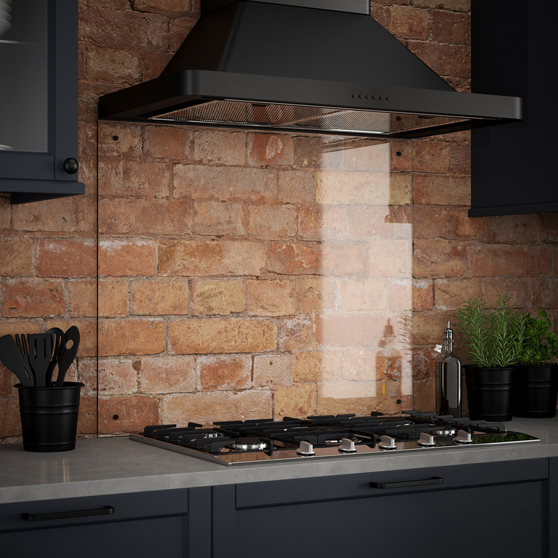 Splashback Clear Glass Splashback with Black Caps 900 x 750mm