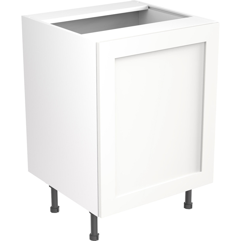 Kitchen Kit Ready Made Shaker Kitchen Cabinet Base Sink Unit Ultra Matt White 600mm