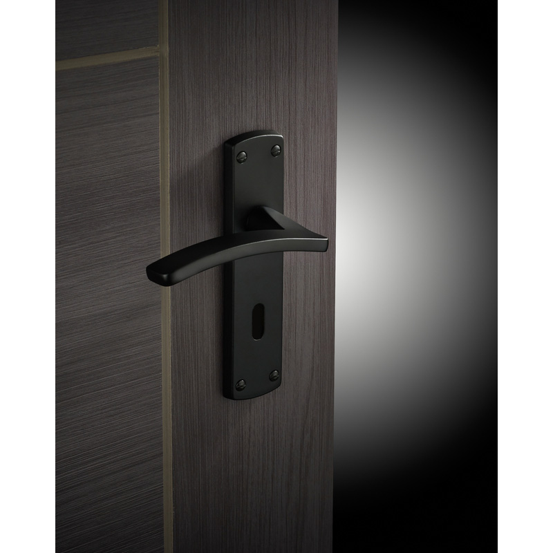 Stanza Toledo Door Handles Matt Black Lock