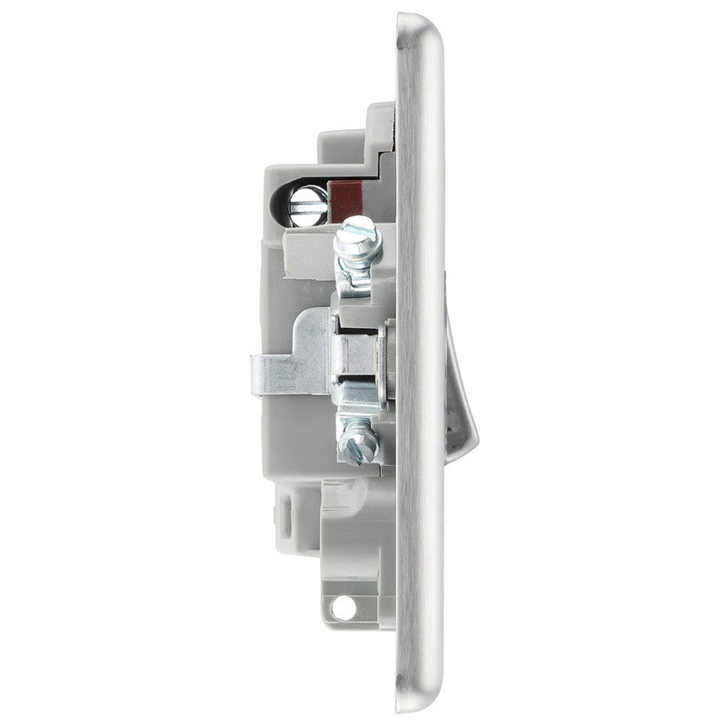 BG Brushed Steel Switched Spur 13A + Neon