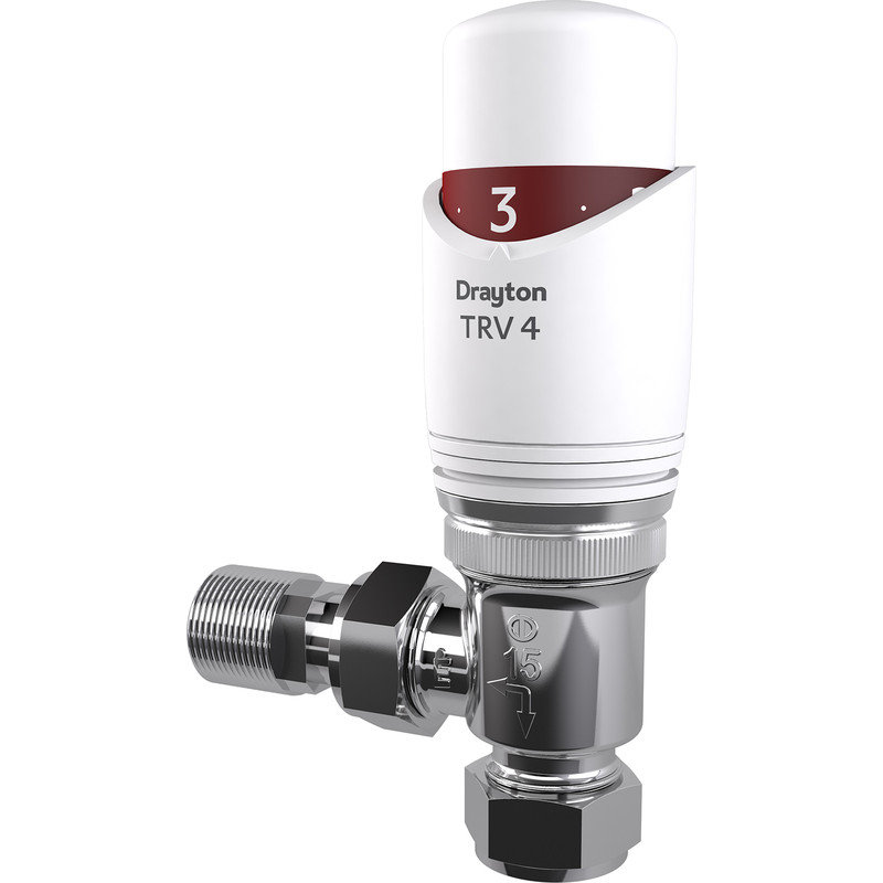 Drayton TRV4 White 15mm Angled
