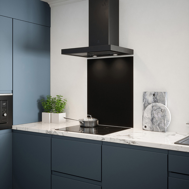 Splashback Matt Black Self-Adhesive Glass Splashback 600 x 750mm