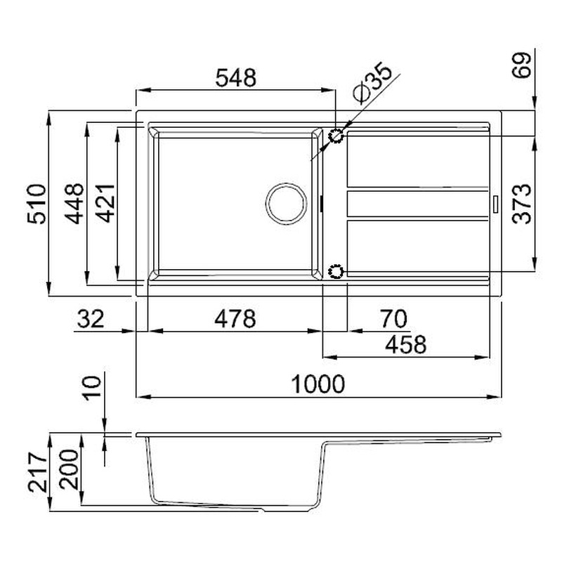 Reginox Best Reversible Composite Kitchen Sink & Drainer Single Bowl Titanium