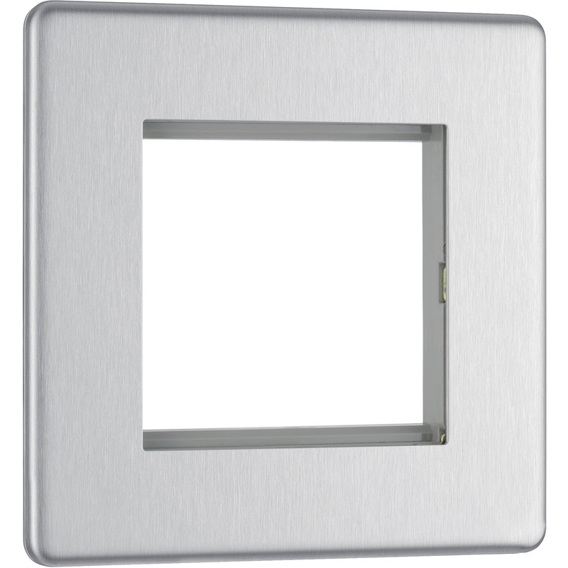 BG Screwless Flat Plate Brushed Stainless Steel Data Plate 1 Gang  2 Module