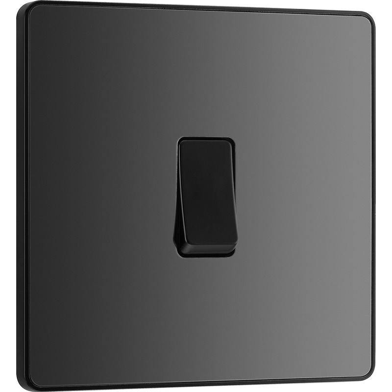 BG Evolve Black Chrome (Black Ins) Single Intermediate Light Switch, 20A 16Ax