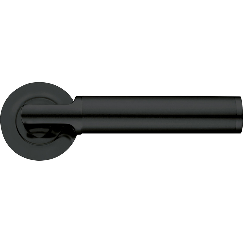 Stanza Milan Lever on Rose Door Handles Oscuro Matt Black