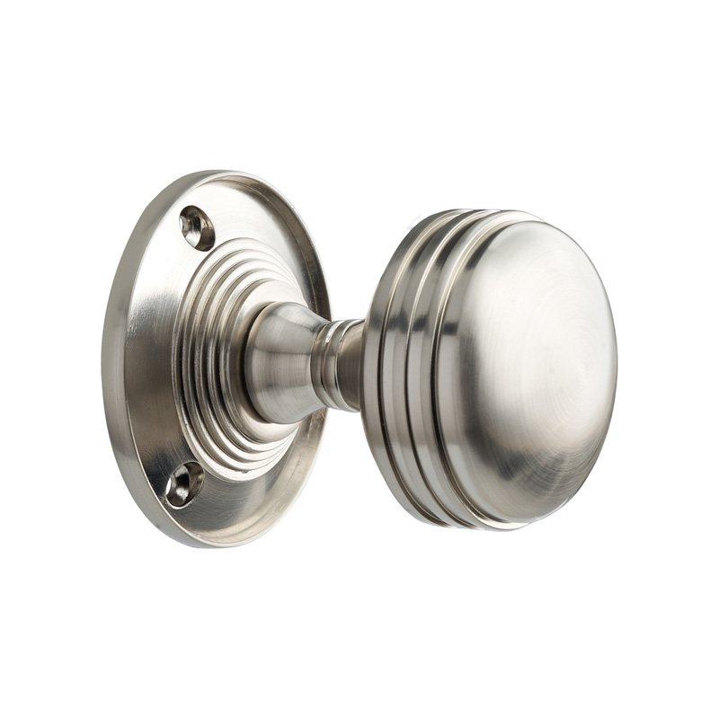 Ringed Mortice Knob Satin Nickel