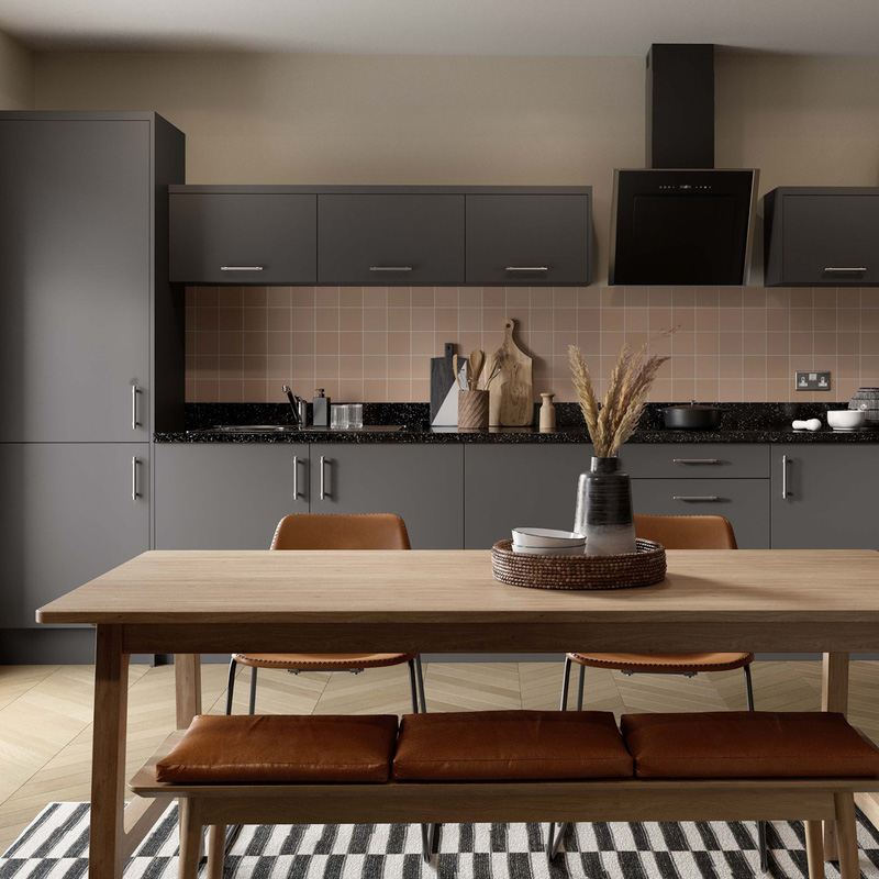 Kitchen Kit Ready Made Slab Kitchen Cabinet Wall Unit Ultra Matt Graphite 450mm