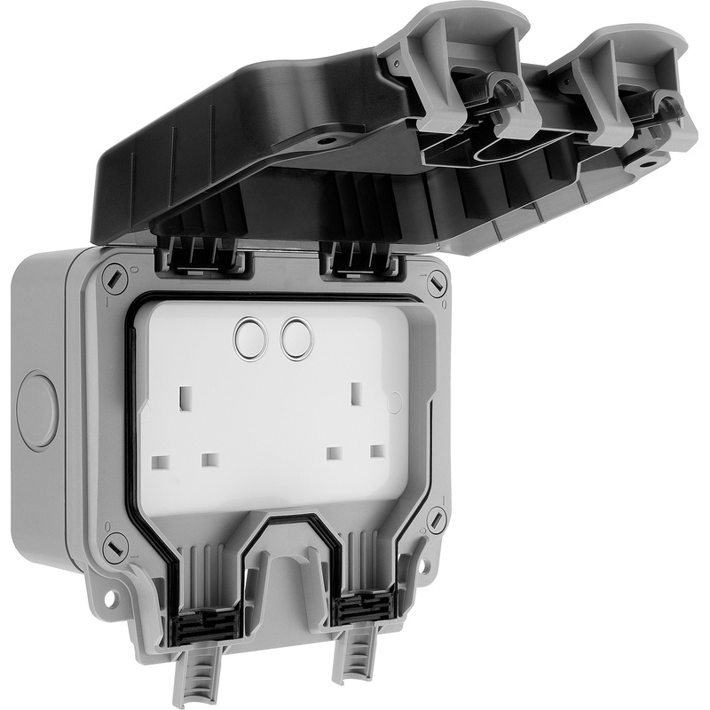BG Storm Smart Control Weatherproof Socket IP66 2 Gang