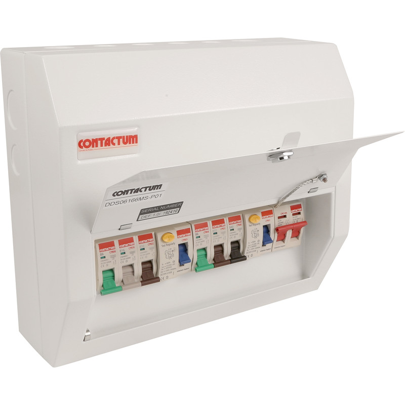 Contactum High Integrity Dual Type A RCD + 6 MCBs Consumer Unit 6 Way