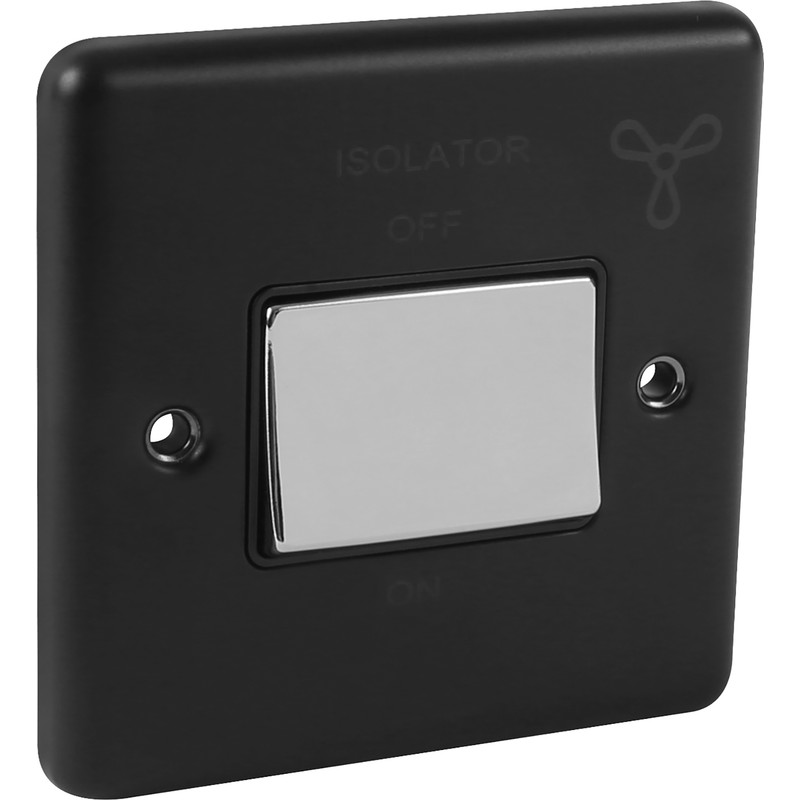 Wessex Matt Black Chrome Fan Isolator 10A 3 Pole