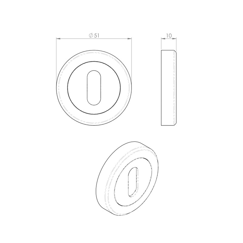 Serozzetta Lock Profile Escutcheon On Round Rose Satin Nickel