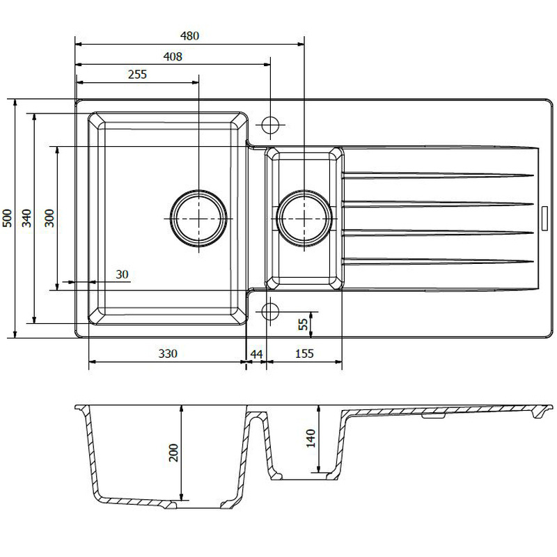 Reginox Harlem Reversible Composite Kitchen Sink & Drainer 1.5 Bowl Grey