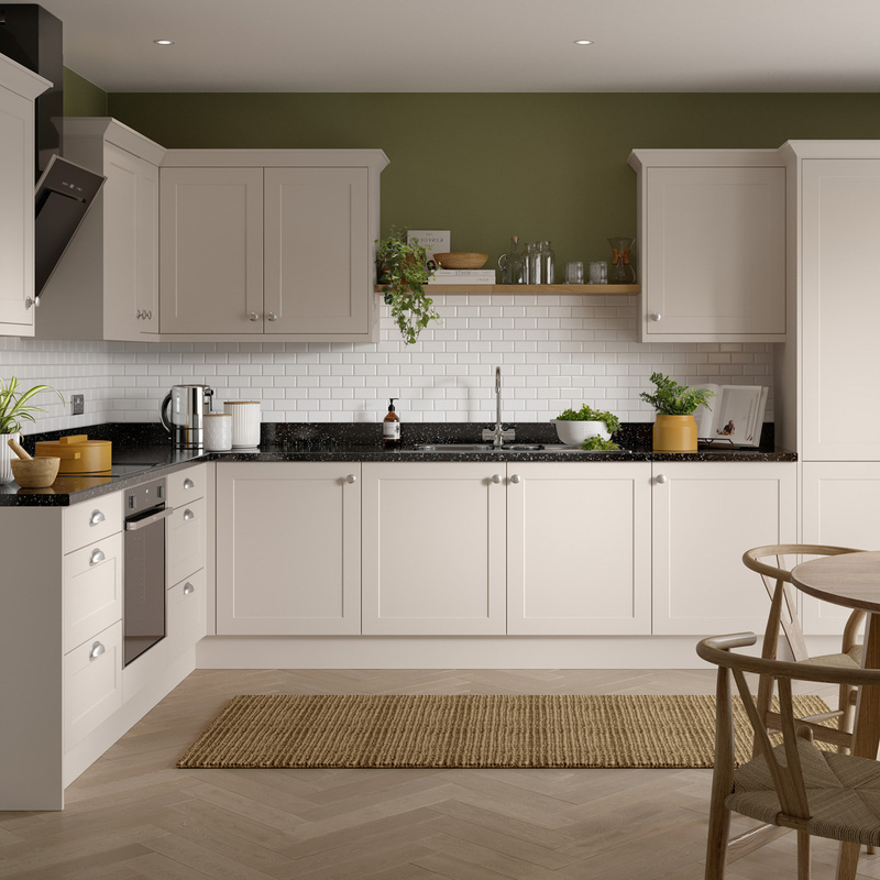 Kitchen Kit Ready Made Shaker Kitchen Cabinet Wall Unit Ultra Matt Cashmere 1000mm