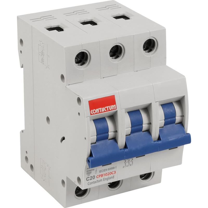 Contactum Triple Pole C Curve MCB 20A 10kA TP
