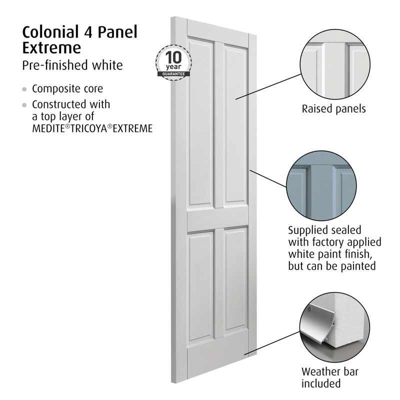 Colonial 4 Panel Extreme External Door 44 x 1981 x 838mm