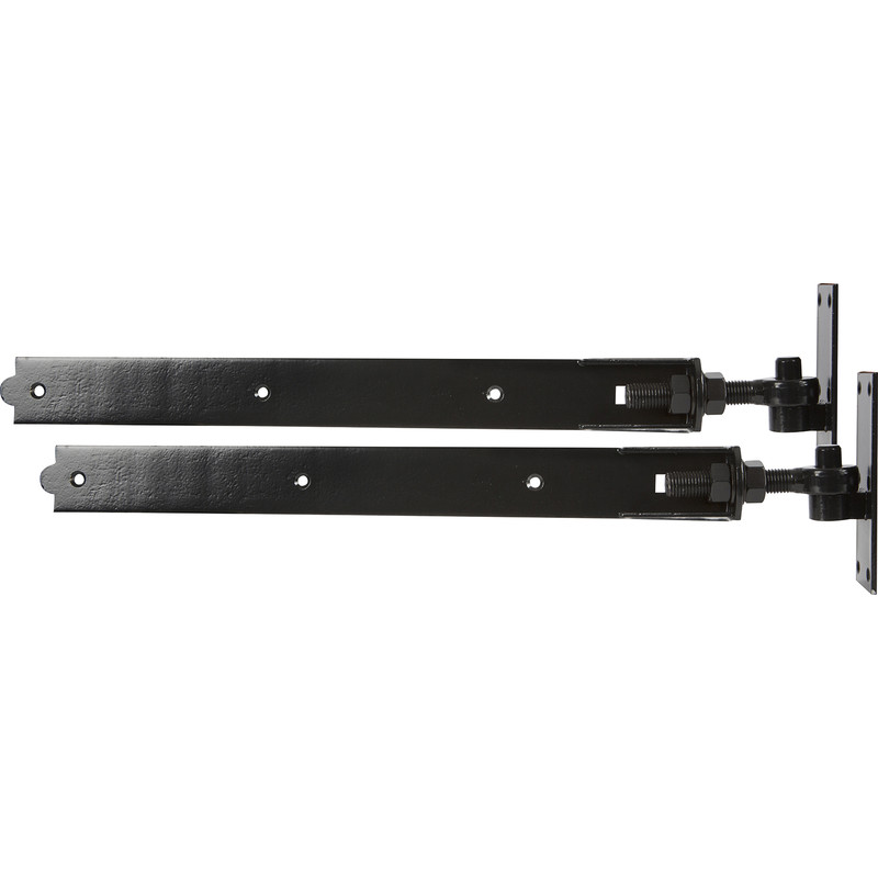 GateMate Adjustable Band & Hook on Plate 600mm Premium Black on Galvanised