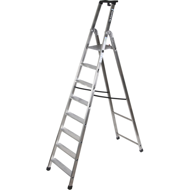 TB Davies Industrial Platform Step Ladder 8 Tread SWH 3.3m