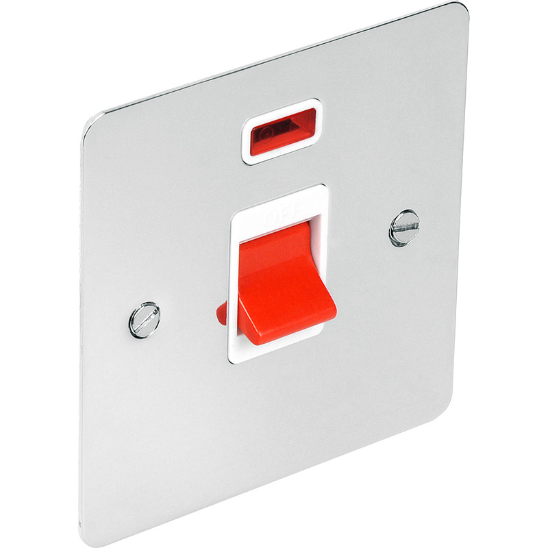 Flat Plate Polished Chrome 45A DP Switch Neon