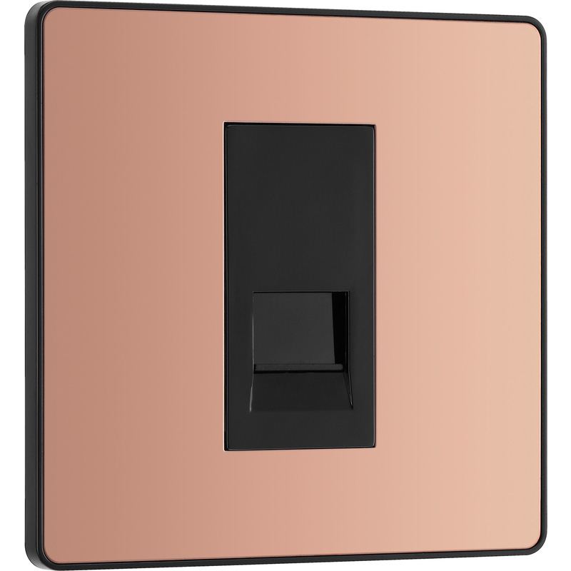 BG Evolve Polished Copper (Black Ins) Single Master Telephone Socket