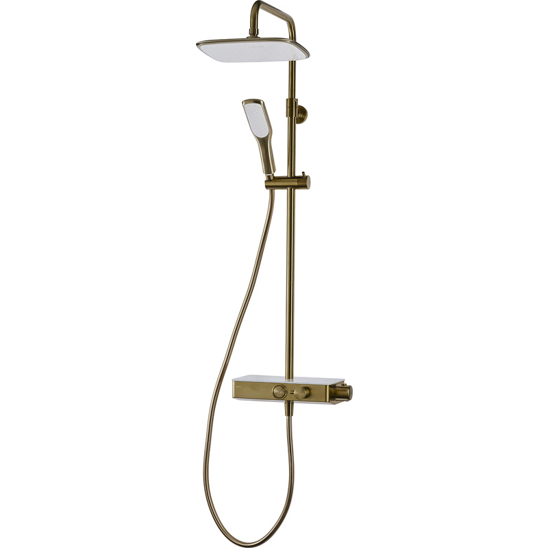 Triton Push Button Mixer Shower Brushed Brass