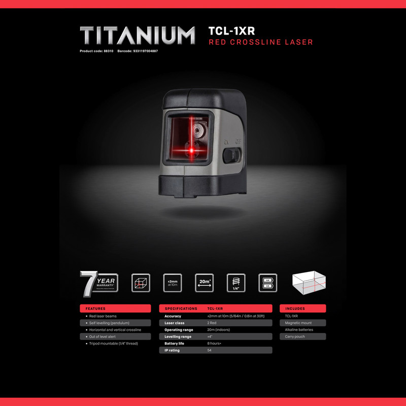 General Titanium TCL-1XR Cross-Line Red Laser Level